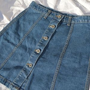 Button Up Denim Mini Skirt